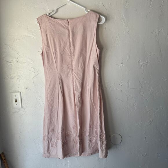 Two Star Dog Pink Linen Blend Dress Size S Embroidered Hem Sleeveless 36” - Picture 5 of 8